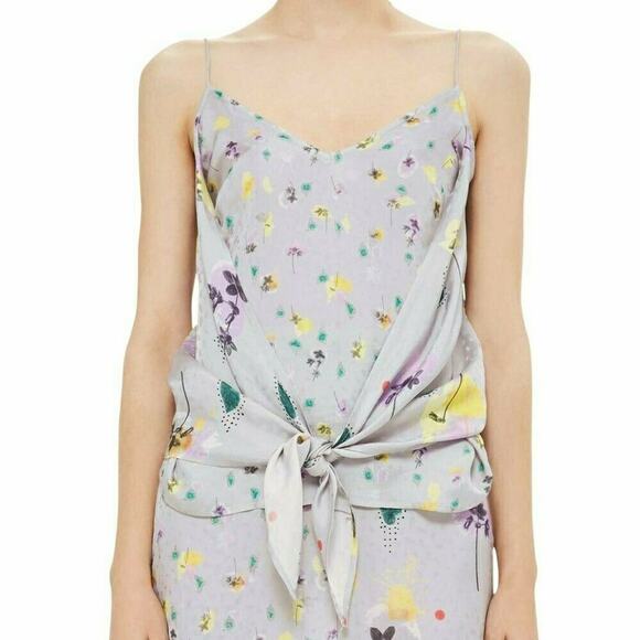 TOPSHOP Boutique floral drape tie camisole cami tank top in lavender Size 4 NEW - Picture 5 of 5